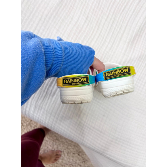 Girls Crocs Rainbow High Sandals Size 9 (Toddler Girl) White Multicolor - Picture 7 of 9